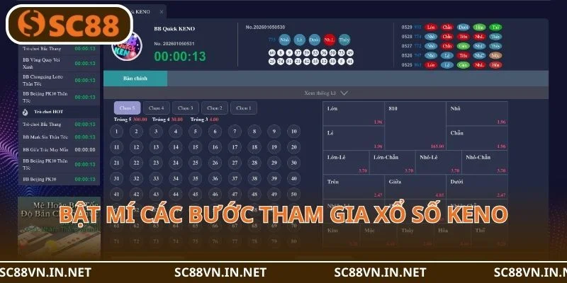 Bật mí các bước tham gia xổ số Keno tại SC88.