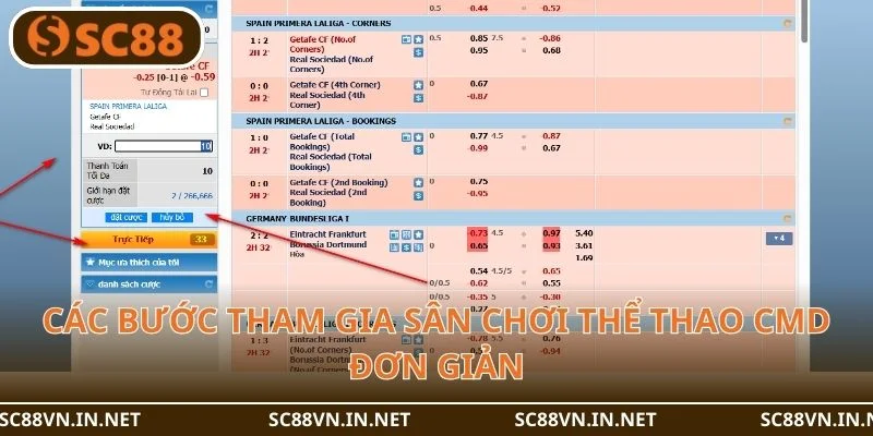 Các bước tham gia sân chơi thể thao CMD đơn giản, gọn nhẹ.