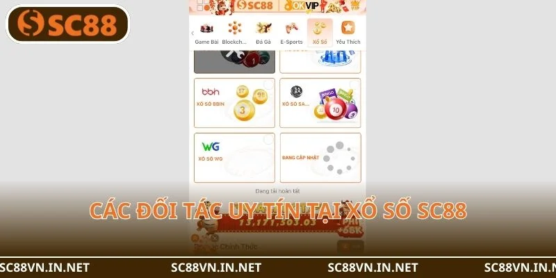 Các đối tác uy tín có mặt tại xổ số SC88.