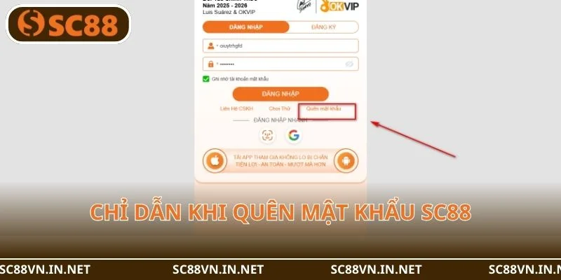 Phiên bản website cho phép lấy lại tài khoản SC88 dễ dàng