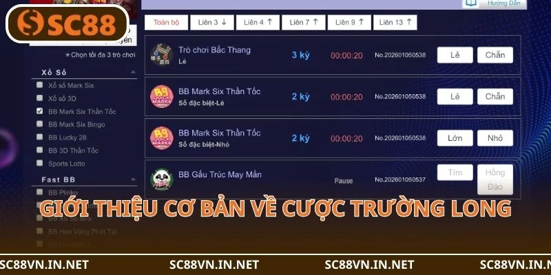 Giới thiệu cơ bản về Cược Trường Long từ SC88.