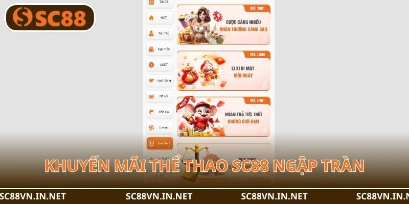 Thể thao tại SC88 là sân chơi có khuyến mãi ngập tràn.