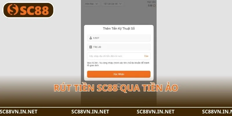 Cách thức rút tiền qua USDT nhanh gọn tại SC88