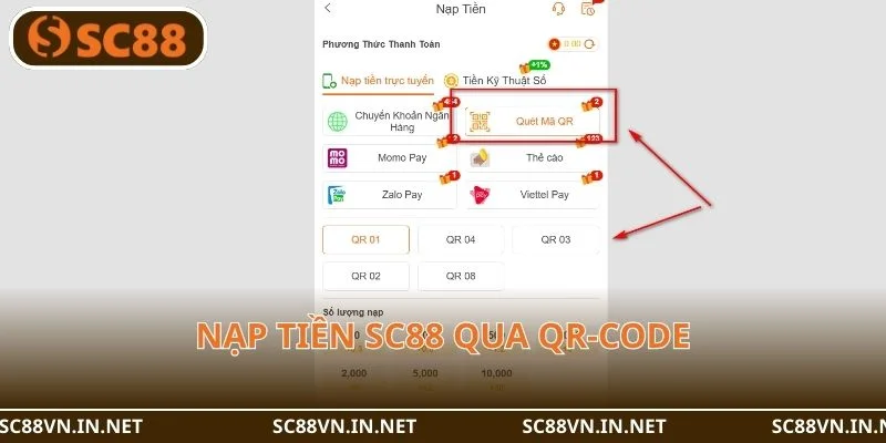 QR code cho phép người chơi nạp tiền nhanh gọn trong 30 giây.