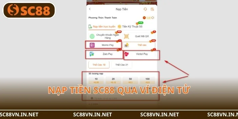 Ví điện tử cho phép người chơi nạp tiền 24/7