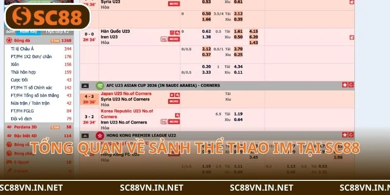 Tổng quan về sảnh thể thao IM tại SC88.